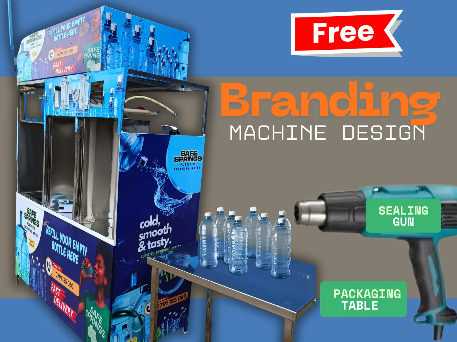 125 LPH  H-Tech RO  Vending  Machine