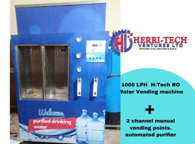 1000 LPH  H-Tech RO  Vending  Machine(full automated)
