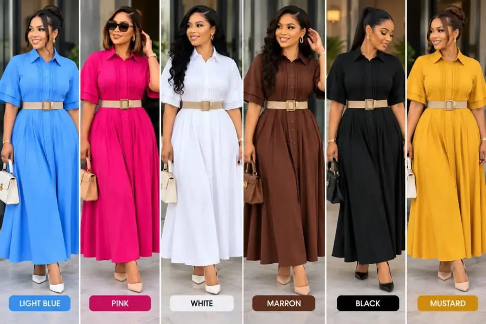 Belted Shirt Maxi Dress