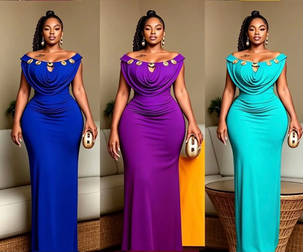 Cowl-Neck Chain Mermaid Maxi Gown