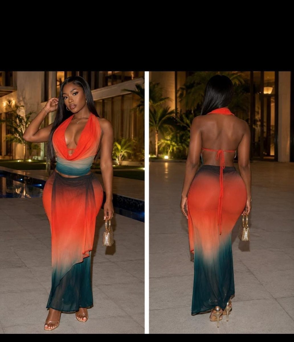 Halter Backless Ombre Maxi Dress