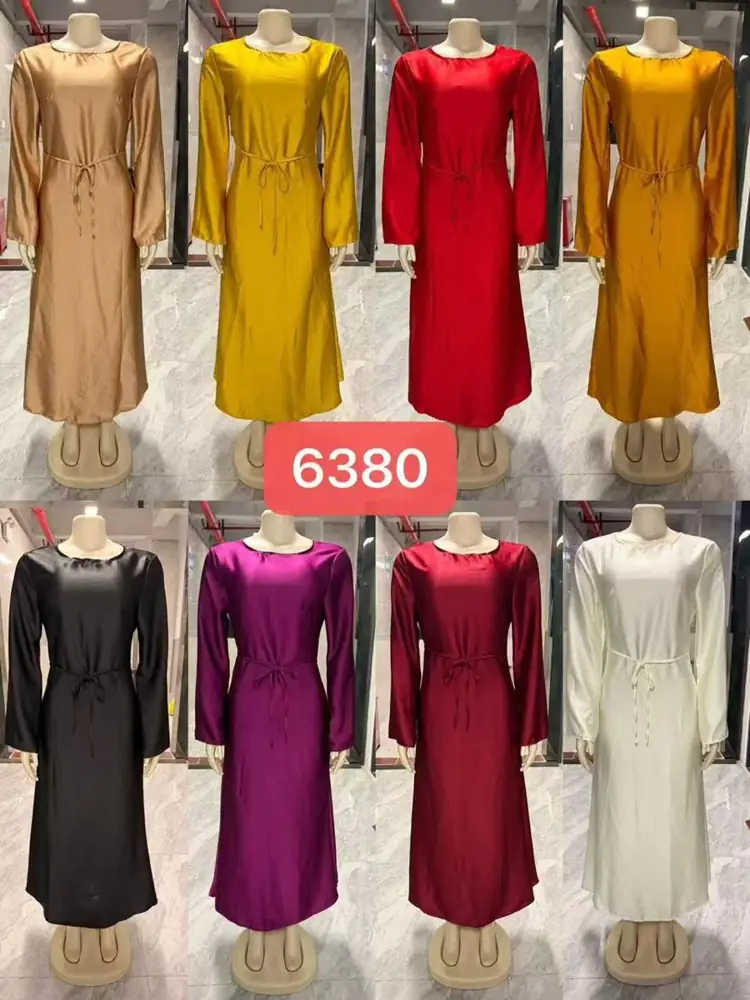 Long-Sleeve Drawstring-Waist Maxi Dress (Style 6380)