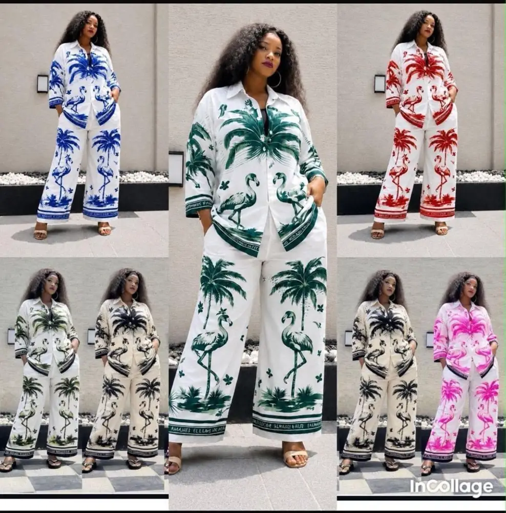 Palm Print Shirt and Trouser Set