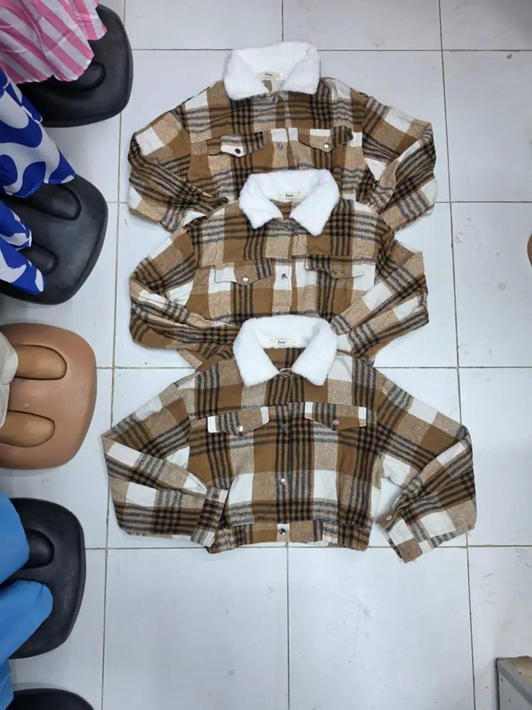 Plaid Shacket with Sherpa Collar