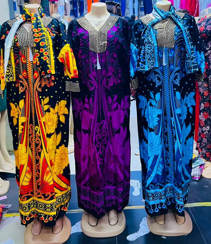 Embroidered Boubou Kaftan Maxi Dress with Beaded Neckline – African Dress Kenya