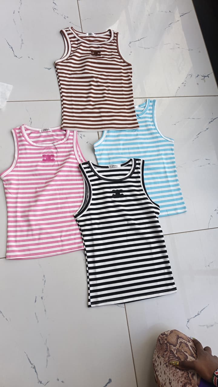 Striped Ribbed Sleeveless Tank Top Vest – ZARA Style 4 Colors | Women's Top Kenya