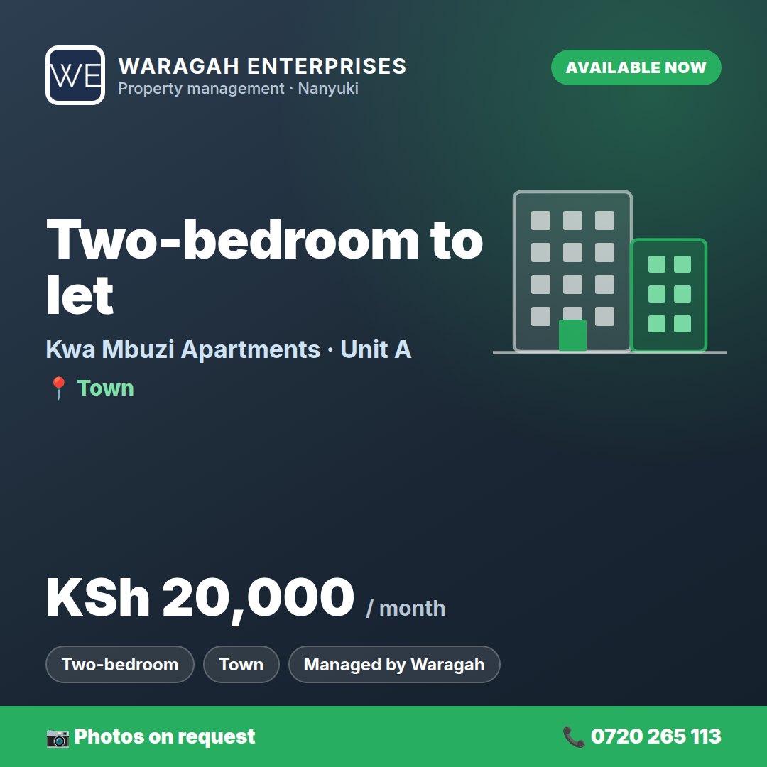 Two-Bedroom Apartment to Let – Kwa Mbuzi Apartments, Unit A