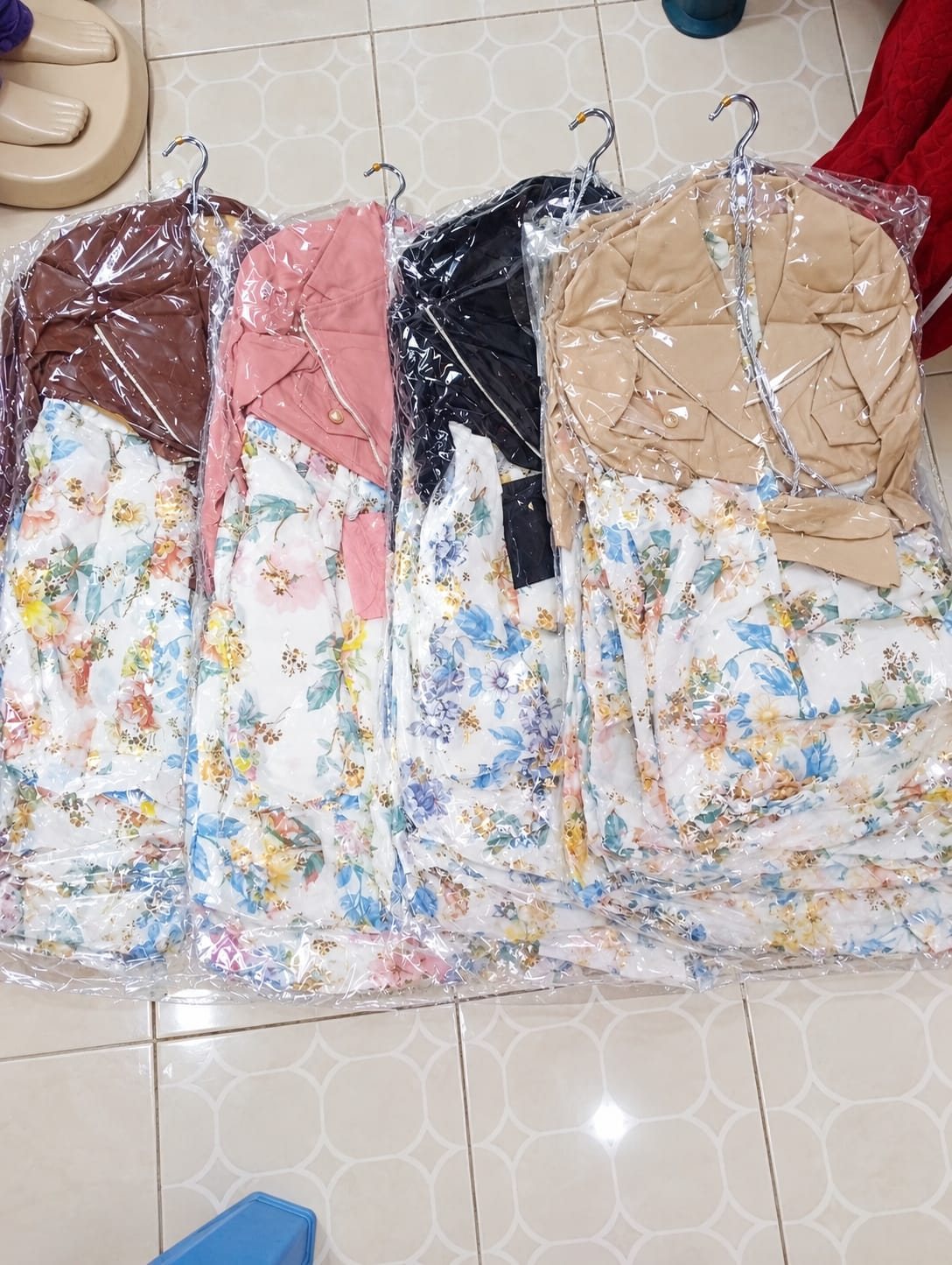 Girls' Floral Dress with Leather-Look Jacket & Mini Bag (4 Colours)