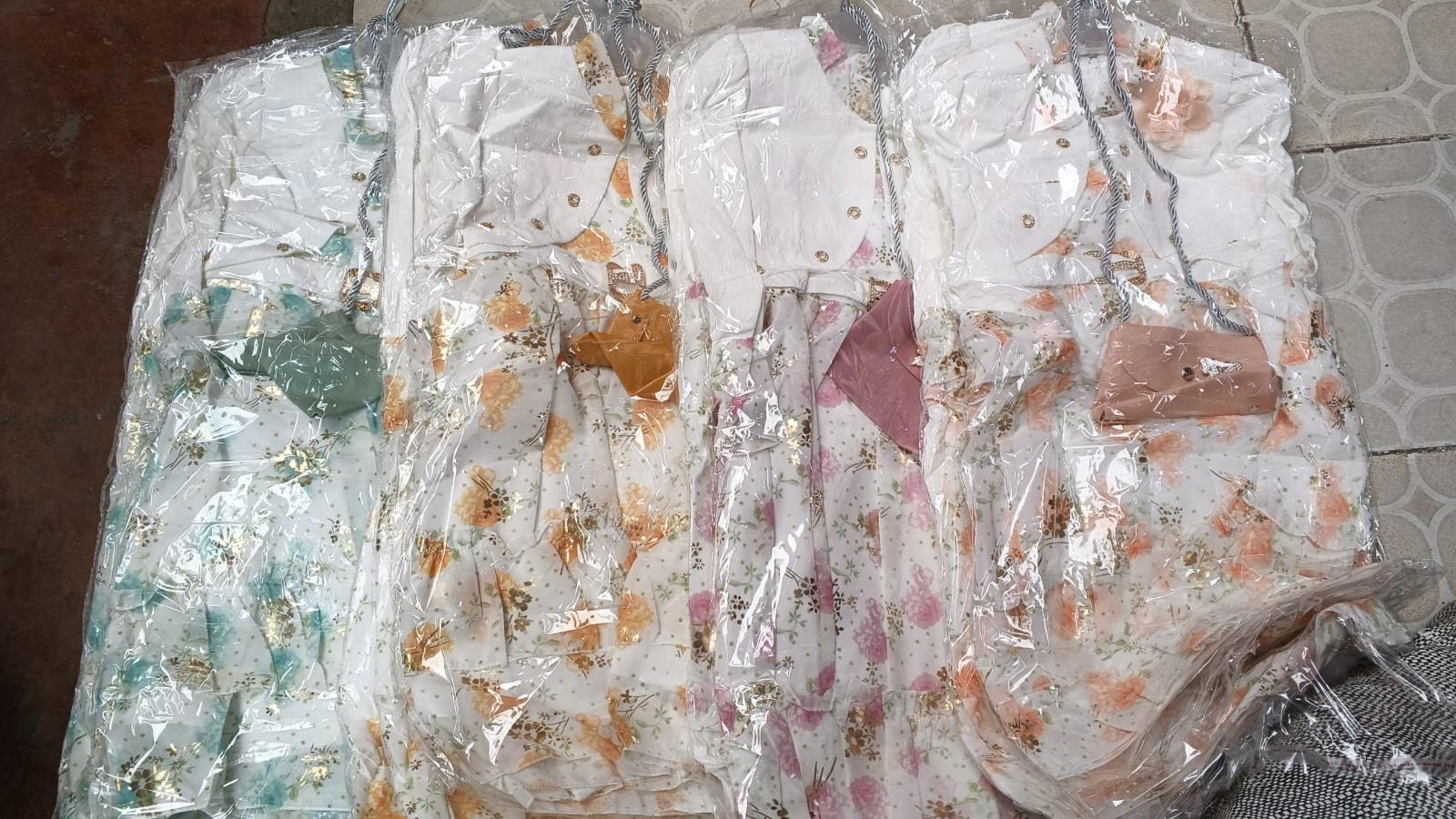 Girls' Floral Dress with White Jacket & Mini Bag (Assorted Prints)