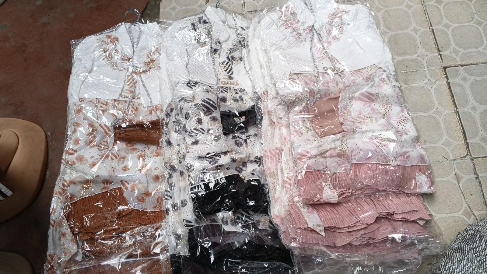 Girls' Floral Dress with White Jacket & Mini Bag (Assorted Prints)